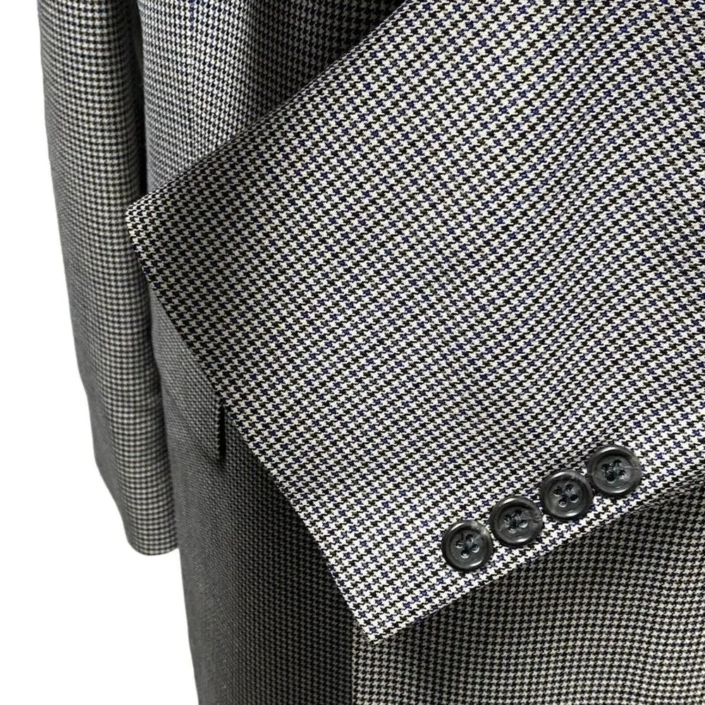 Stafford Blazer Mens 40R Gray Houndstooth Wool 2 Two Button Sport Coat